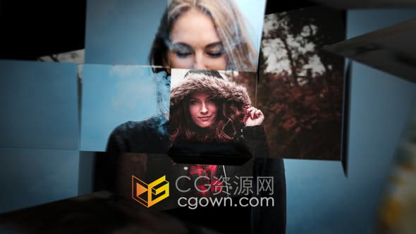 PR模板-3D折叠照片墙撕纸动画效果展示创意图片开场视频