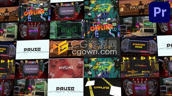 卡通赛博朋克风时髦复古漫画效果LOGO标题背景动画Part2-PR模板