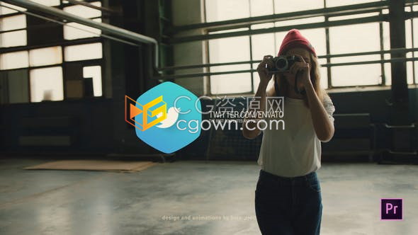 PR模板制作简洁抽象迷你实用2D时尚现代标志LOGO动画