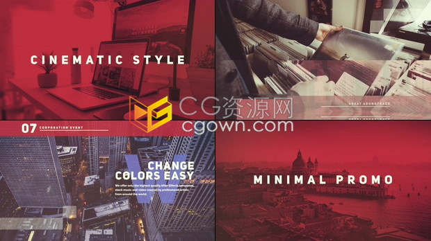 AE与PR模板干净动态展示公司商业现代幻灯片宣传片视频制作