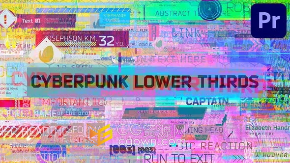 PR模板-87个高科技HUD元素赛博朋克风全息标题Cyberpunk Lower Thirds