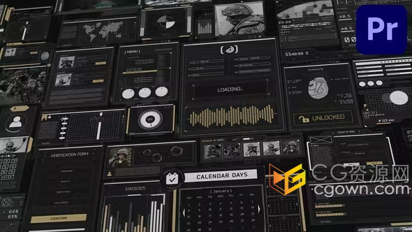 HUD Pack 5 PR模板20种不同科技UI元素动画