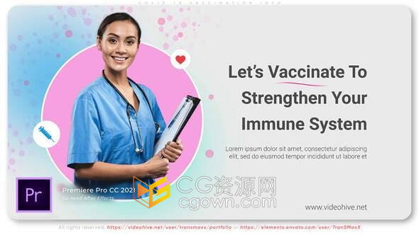 PR/AE模板-新型冠状病疫苗接种预防感染地铁公交车商场医院公益宣传片