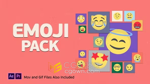 AE与PR模板-60个表情符号社交网络表情包动画表情Emoji Pack