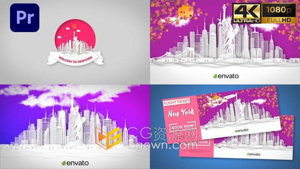 PR模板-4K城市地标宣传明信片航空公司旅行社宣传广告短视频