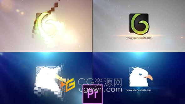 PR模板-3d标志镜头光晕方块组合快速动画LOGO片头