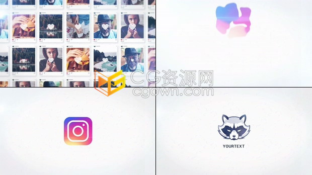 PR模板-社交媒体图文动态揭示简单网络频道网站标志片头