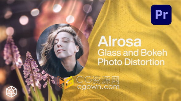 PR模板-玻璃散景照片失真透视效果3d动画展示艺术摄影作品专辑