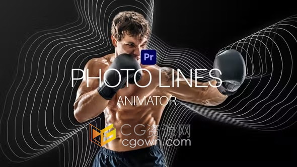 PhotoLines Animator人物照片边缘线条发光视觉特效动画PR模板