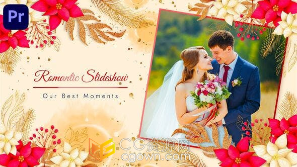温馨时尚鲜花盛开浪漫婚礼视频相册PR模板