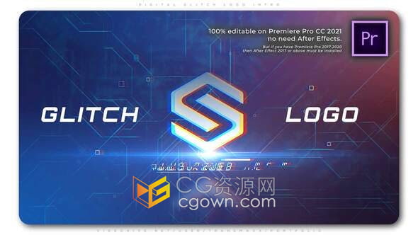 PR/AE模板-简约故障风格工业草图数字标志介绍军事视频开场