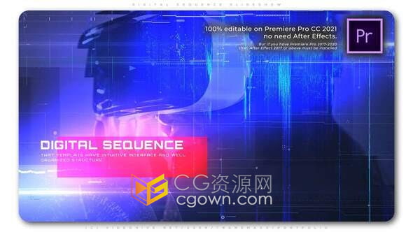 PR/AE模板-科学像素排序设计hud全息元素制作数字工程医疗工业游戏应用程序视频