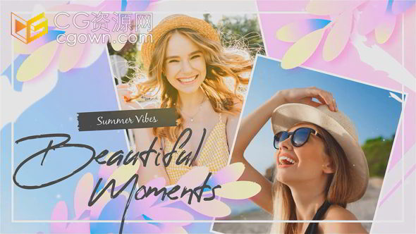 夏季旅行家庭聚会温馨幸福明亮相册视频宣传PR模板