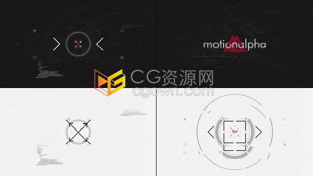 PR模板-数字故障圆圈交叉图形演变游戏科技网络数据公司Grunge标志片头