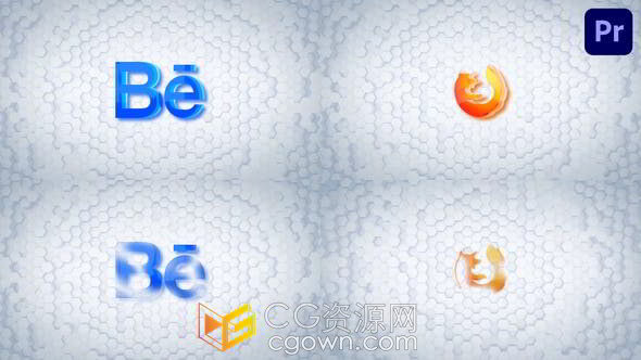 干净明亮蜂巢泡沫浮现效果标志LOGO动画PR模板