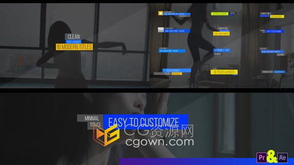 AE/PR模板-16个现代社交媒体标题文本动画字幕条