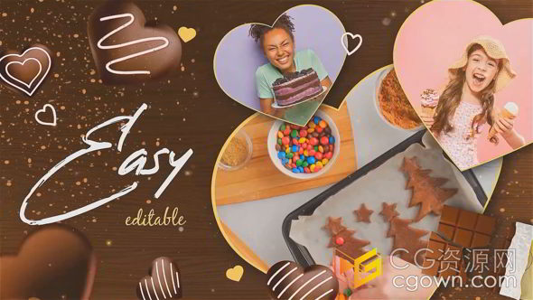 甜蜜巧克力浪漫情人节七夕爱情宣传片PR模板