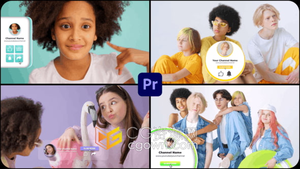 PR模板-现代社交媒体频道工具包收藏订阅关注提醒结束按钮包装动画