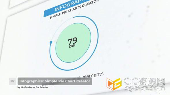 圆饼图形数据跳动简约记录信息图表PR模板