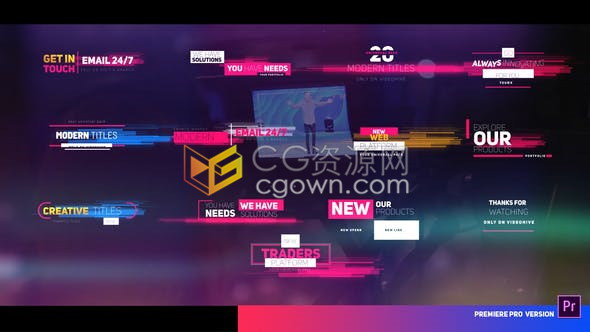 AE/PR软件模板-20组创意现代设计文字标题商业会议vlog视频字幕动画制作