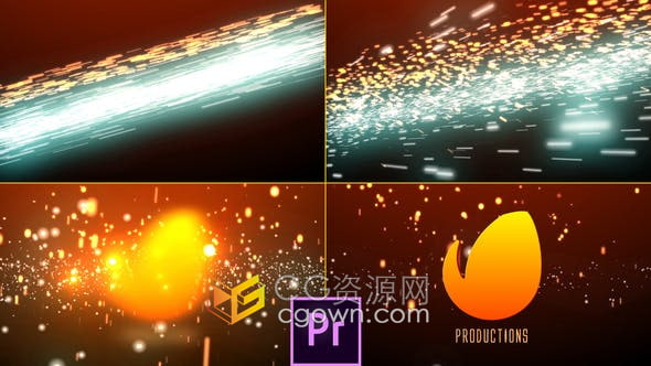 PR模板-光束轨迹镜头光晕爆炸火花坠落延时粒子动画效果揭示电影标志片头