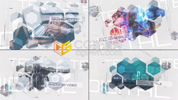 AE/PR模板-HUD六边形元素数字技术科幻军事高科技科学医学实验公司宣传片