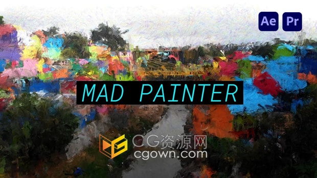 AE/PR插件Mad Painter v1.1.0生成抽象梵高油画风格视觉特效画面