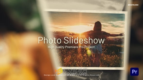 PR模板-撕开纸张撕裂照片拼接效果柔和浪漫幻灯片