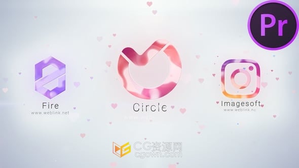 心形元素动画情人节视频片头-AE模板下载