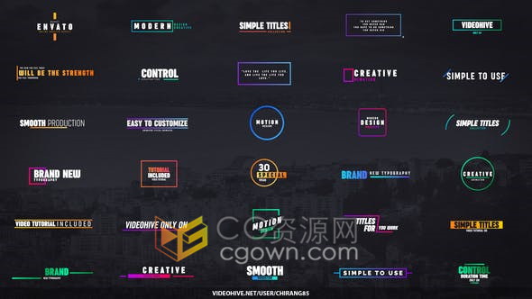 PR模板-现代简约设计视频字幕文字标题动画30种效果