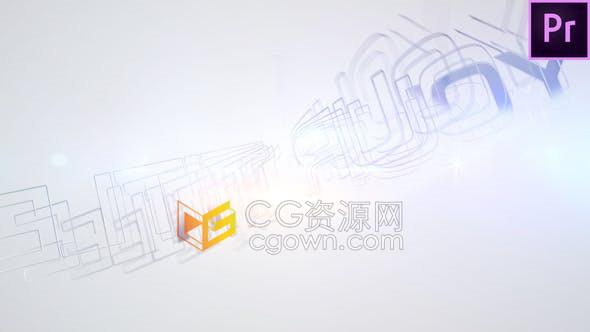 PR模板-文字轮廓线条旋转动画视频片头制作两种配色明亮与黑暗