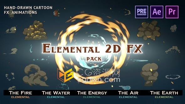 AE脚本RTFX脚本火焰烟雾电流转场水花流体特效卡通MG动画元素附加PR预设/视频素材