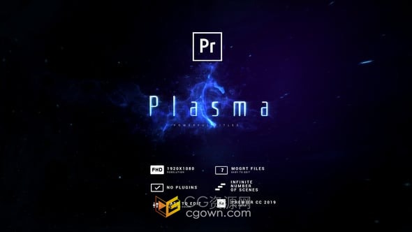 蓝色火焰冲击霓虹灯等离子标题预告片-PR模板