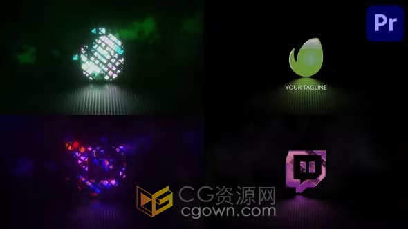 酷炫方形故障高科技风格LOGO视频片头动画PR模板下载
