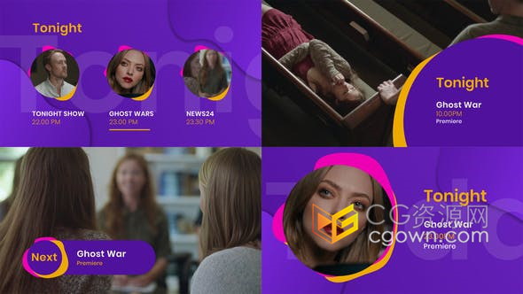 卡通液体图形动画设计广播电视整套包装制作时尚风格-PR模板