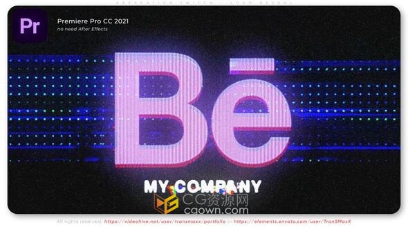 4K超高清动态LOGO故障画面冲击力视频片头-PR模板