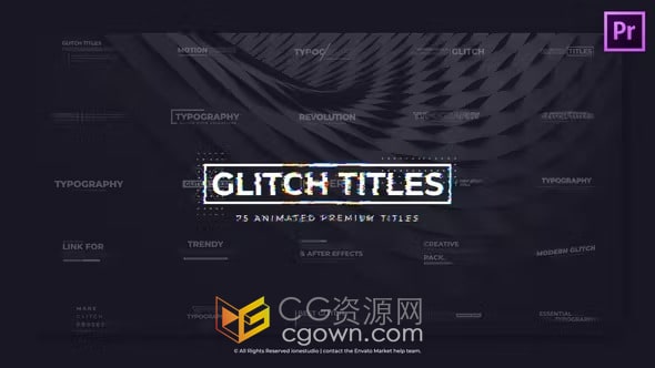 Glitch Title PR模板76种故障特效视频字幕文字标题动画