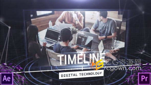 数字技术时间线宣传企业简介商业合作发展项目图片动画视频-AE/PR模板