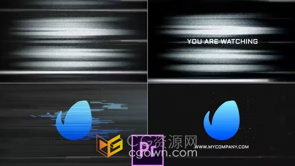 PR模板-快速故障噪点刮盘信号Hitech扭曲标志动画