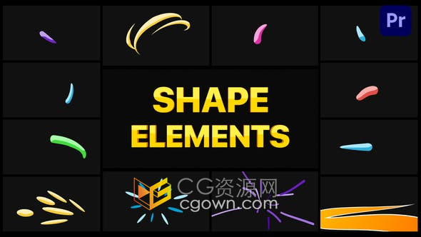 PR模板-12组液体风格形状动态元素MG图形动画Shape Elements