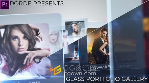 玻璃相框展示照片动画视频相册效果制作PR模板下载