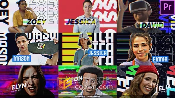 Glitch Freeze Frame PR模板故障冻结帧人物介绍动画视频