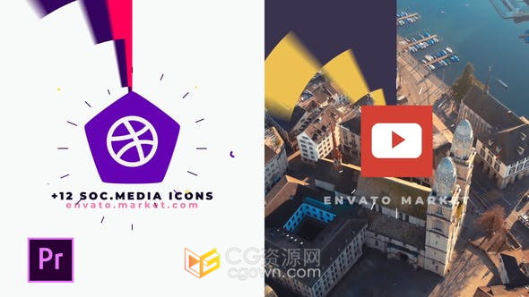 快速创意MG图形动画形状图层效果LOGO标志片头视频-PR模板