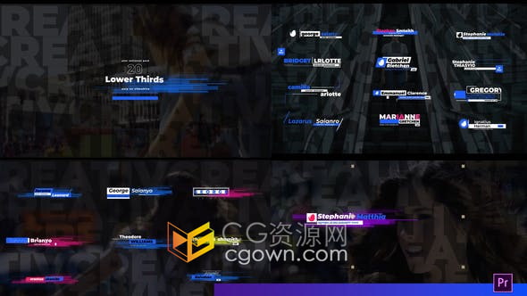 AE/PR模板-20个现代彩条动画效果文本标题字幕