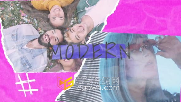 PR模板-朋克摇滚风格纸张碎片定格动画新潮独特视频开场