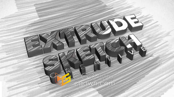 PR模板-铅笔草图快速挤压3D标志介绍LOGO动画