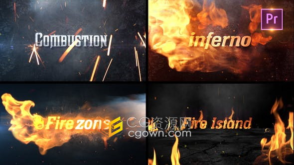 Premiere2019版制作火焰燃料文字标题动画宣传介绍视频-PR模板