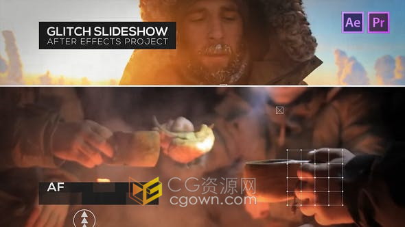 故障元素动画制作动感运动视频效果宣传片头-AE与PR模板
