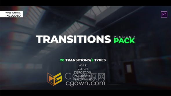 Premiere制作20种视频转场效果毛刺故障镜头失真-PR模板