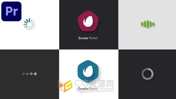 PR模板-五种鼠标点击加载动画效果标志LOGO